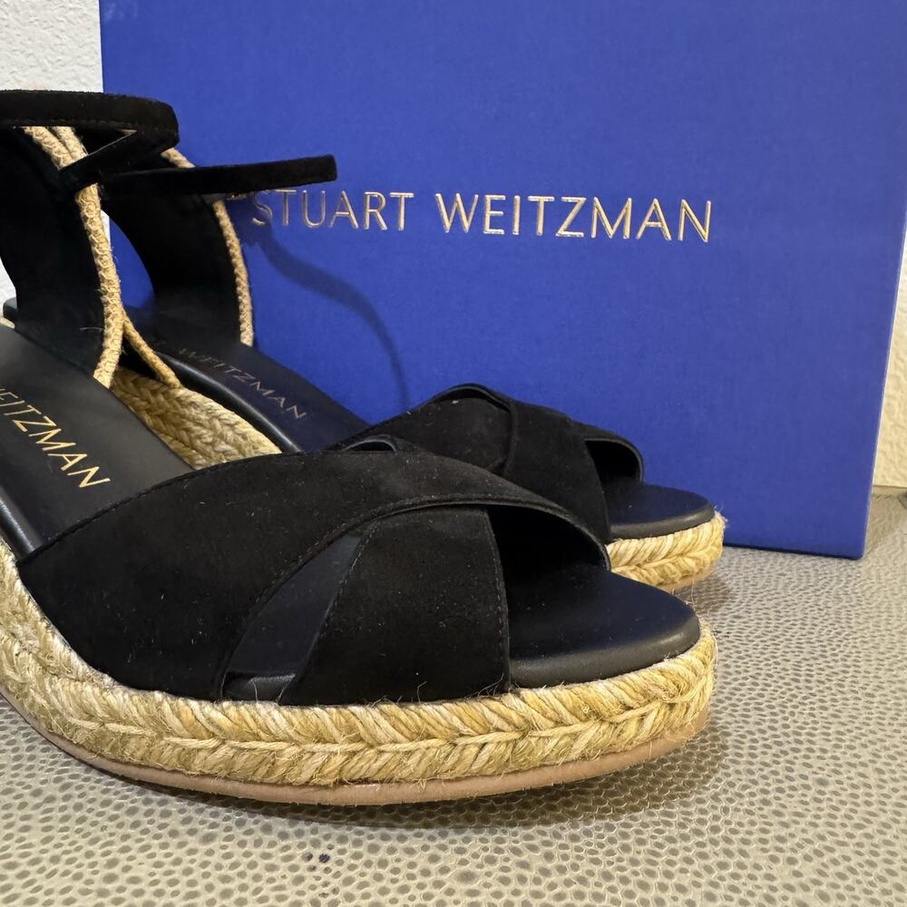 Stuart Weitzman Mirela II Espadrille Wedge Black Size 11 - Picture 5 of 16